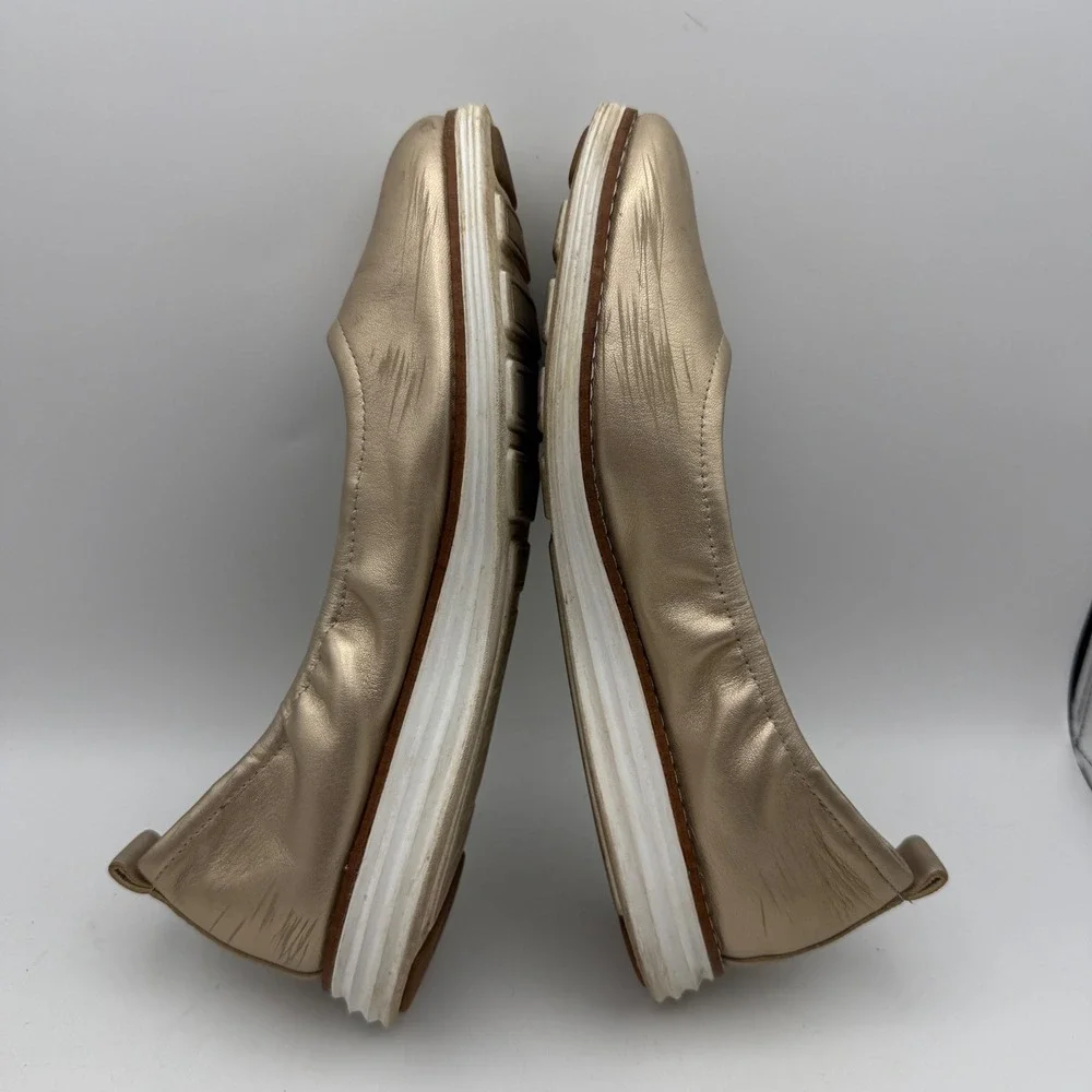 Cole Haan OriginalGrand Ballet Flats Women 7.5B Gold Metallic Leather W18462